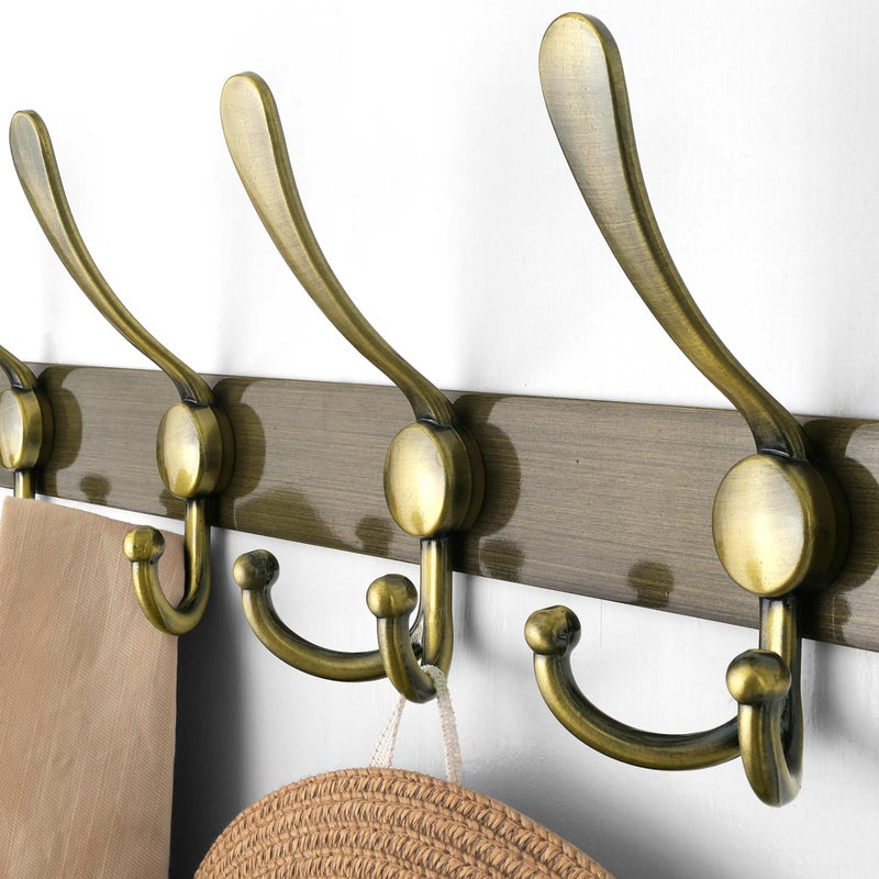 Dseap Coat Rack Wall Mounted - 5 Tri Hooks, Heavy Duty, Stainless Steel, Metal Coat Hook Rail for Coat Hat Towel Purse Robes Mudroom Bathroom Entryway,Bronze - Image 4
